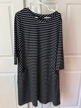Lane Bryant Black White Striped Long Sleeve Pocket Dress 18/20
